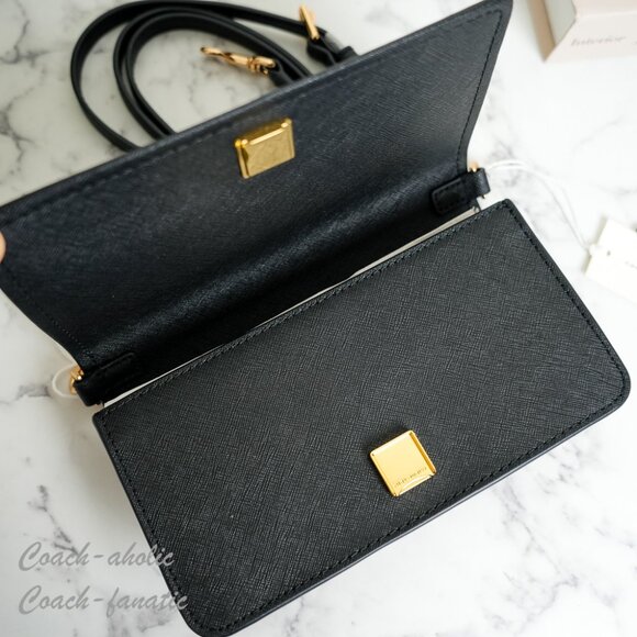 Tory Burch Emerson Black Saffiano Mini Crossbody Purse Bag Clutch NWT - Picture 8 of 9